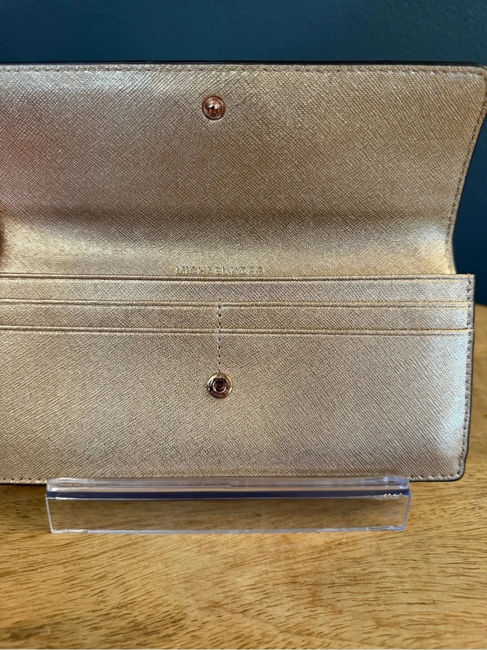 Michael Kors Gold Saffiano Leather Continental Wallet